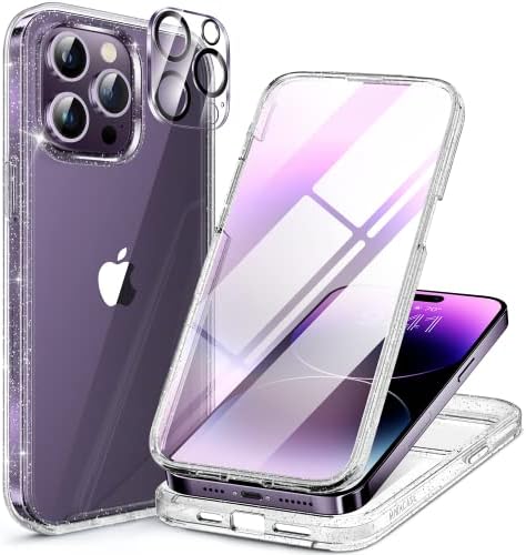 Серия Miracase Стъкло за iPhone 14 Pro, калъф 6,1 инча, 2023, пълен размер Прозрачен калъф-броня с вграден предпазно