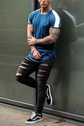 Мъжки Мускулна Тениска COOFANDY с Къс ръкав, Стилни Тренировочная Тениска, Ежедневни Панталони-Дълги Тениски