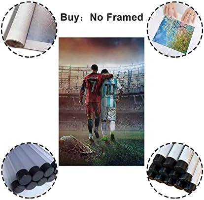 Звезди на футбола NITDODI Кристиано Роналдо и Лионел Меси Художествен плакат на платно Стенен декор (без рамка) 16 инча