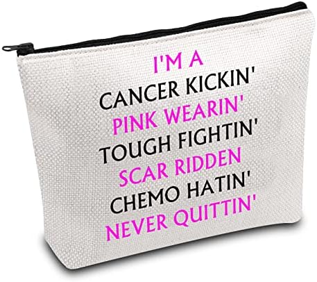 BDPWSS Косметичка за повишаване на информираността за рака на гърдата Подарък с розова панделка Аз се боря с рака, розовата чанта за вдъхновение в борбата с рака (розо?