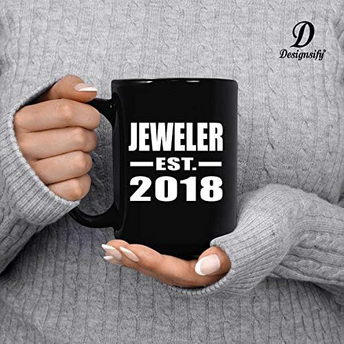 Designsify Jeweler Създадена през 2018 г., Черна утайка от Чаша на 15 унция, Керамични Чаена Чаша, Прибори за напитки с дръжка, Подаръци за Рожден Ден, Годишнина, Коледа, Деня на Б
