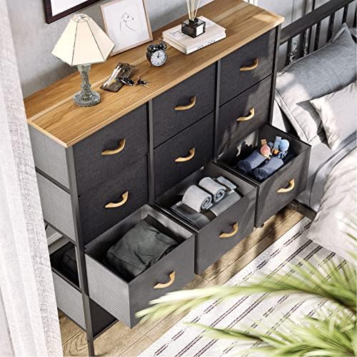 Висок скрин YITAHOME с 12 чекмеджета, организатора и удобни чекмеджета за тъкани (тъмно сиво) и Шкаф с 7 чекмеджета, организатора и удобни чекмеджета за тъкани
