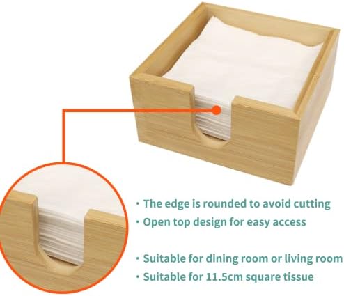 Калъф за притежателя на капачки, кутии за салфетки, Бамбуков калъф за салфетки, Подходящи за квадратна кърпа 11,5 см, екологично Чист плат Дизайн със странично модел ?