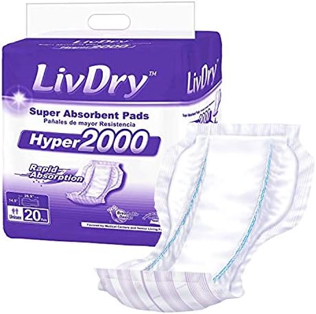 Бельо LivDry за възрастни 2XL от Урина + Втулки Hyper 2000 Booster Pad за мъже и Жени | Повишена Впитываемость с контрол