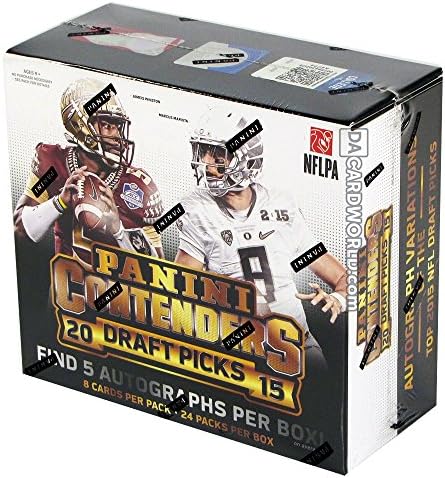 Избор на драфте претенденти Панини 2015 Football Hobby Box (24 опаковки в кутия, 6 карти в пакет, 5 auto в кутия от клас начинаещи NFL 2015. Звездата на НФЛ в униформа колеж). В наличност