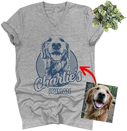 Персонализирани Тениски за Кучета Pawarts Куче с V-Образно Деколте - по Поръчка на Тениски с Графичен Модел за Майките