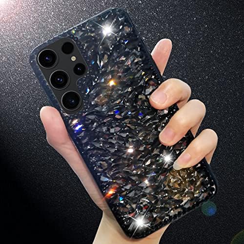 Bonitec е Съвместим с Samsung Galaxy S23 Ultra Glitter Case 3D Калъф с пайети, украсени с Пайети, Диамантена Броня, Прозрачни