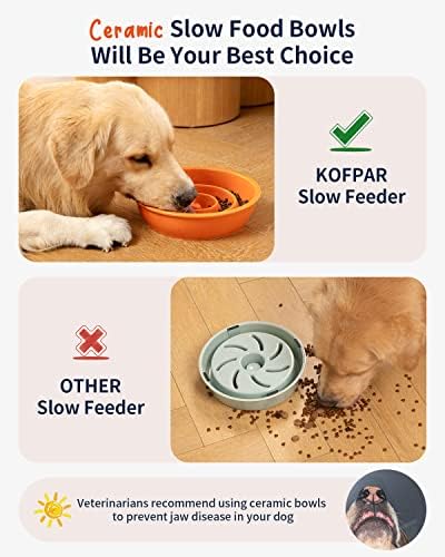 Керамична Купа за кучета с бавна подаване KOFPAR, Купа за кучета с бавна подаване за малки, Средни и Големи породи, предотвратява