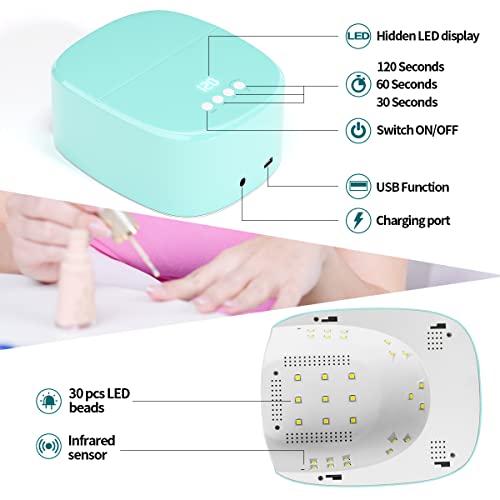 Безжична Led лампа за нокти, Акумулаторна светодиодна простор НЕНАВИЖДАН капацитет от 60 Вата за втвърдяване на лака за нокти с USB порт за зареждане на телефона и борм