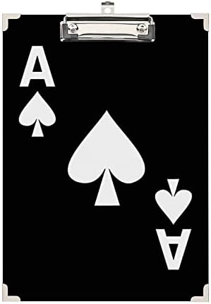 Асо Пика за покер, wooden клипборда с метален клипс, зажимная дъска с размер на буквата А4 с дупка за окачване на