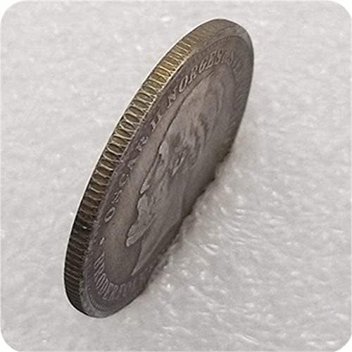 Старинни Занаяти Норвегия 1887 Норвегия Монета в 2 Короната Колекция CoinCoin Възпоменателна Монета