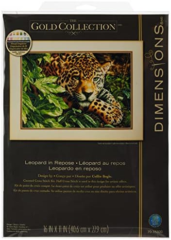 Комплект за бродиране счетным кръст Dimensions Gold Collection, Леопард в Репосте, Натурална Аида 14 грама, 16 x 11