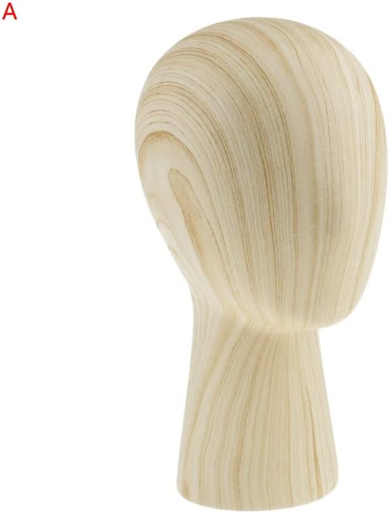 Манекен от фибростъкло с дървесно зърно, манекен-манекен, модел на главата, перуки, шапка, държач за дисплея поставка