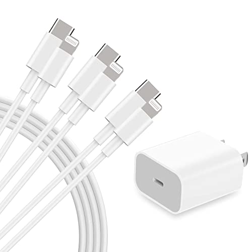 Блок за бързо зареждане на iPhone и кабел 【е Сертифицирана от Apple Пфи】, зарядно устройство за мобилни устройства с мощност 20 W с 3-ма от 10-футовыми кабели USB C-Светкавица,