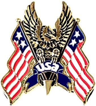 3,5 X 2,75 инчов Орел Флаг на САЩ Метален Златен Червен Бял Син Мини-Медальон Мотоциклет Harley Sportster