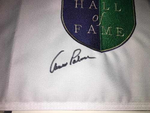 Арнолд Палмър е Подписал Официален Флаг на Залата на Славата голф 4x Мастърс Шампион JSA - Булавочные квадратчетата за