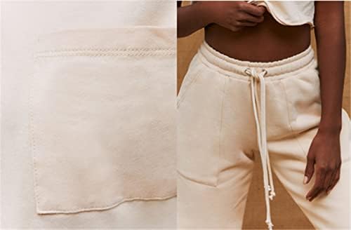 Echeson / 2 комплекта дрехи за йога, Обикновена панталони с джобове, с къс ръкав и завязками, Спортен костюм за йога (Цвят: светло жълто Размер: Средно)