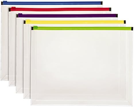 Плик за поли-цип Pendaflex, Размер писма, с цип различни цветове, по 5 броя в опаковка (85292)