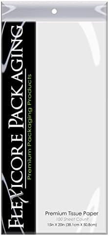Опаковка Flexicore Бяла опаковъчна хартия от цигарена хартия | Размер: 15 инча X 20 инча | Количество: 100 листа | Цвят: бял | Хартия за занаяти, Художествена хартия (бяла, 100 лис