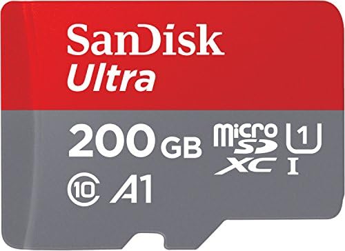 Карта памет SanDisk 200GB Ultra microSDXC UHS-I с адаптер - 120 Мб /с, C10, U1, Full HD, A1, Micro SD Card
