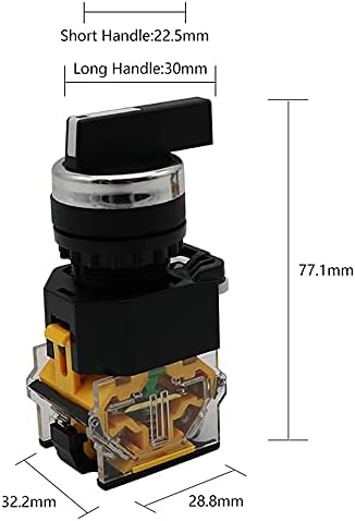 TWRQA 22 мм Дръжка Избор на Ротационен Превключвател С Моментално фиксиране 2NO 1NO1NC 2 и 3-Позиционен превключвател на захранване DPST 10A 400 ВКЛЮЧВАНЕ/Изключване