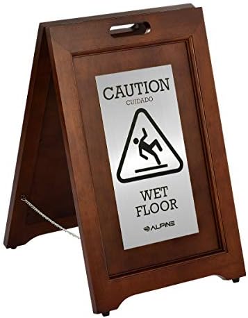 Alpine Industries 2-Странен дървена табела за влажен пол с покритие от неръждаема стомана - Предупреждение в кадър - Трайно двустранно Раскладывающееся два предупреждение ?