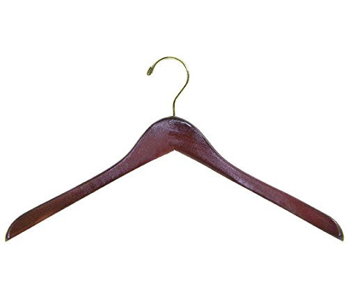 Голяма мъжки Лачена Контур закачалка за палто с ширина 19 см, Орех