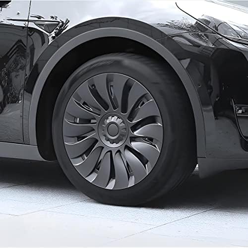 Tesheer 19-Инчов Капачка на главината турбина за модели на Y Подмяна на капаци на колелата с 14 Спици, Протектор на Джантата, за Tesla Model Y Външни Аксесоари (Сив)