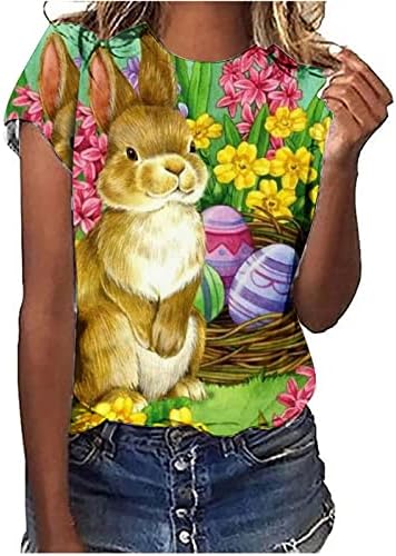 Дамски тениски xipcokm с Надпис Happy Easter, Женска Тениска с къс ръкав в Деня на Великден, Модни Пуловери с Принтом Яйца