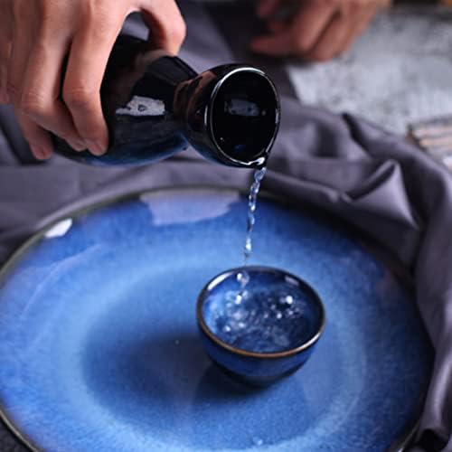 Комплект Съдове за готвене Luxshiny Набор от Съдове за готвене Японската Чаена Чаша 3 бр. Керамични Чаши за саке, Керамична Чаша за печене, Набор от Сини Чаени Чаши, Сини