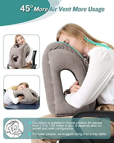 Надуваема възглавница за пътуване JefDiee, възглавница за врата в самолета, удобен за поддръжка на главата и брадичката,