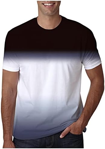 Мъжки Тънка Тениска с Контрастиращ цвят, Тениски с Градиентным Принтом, Тениски с къс ръкав и кръгло деколте, Меки