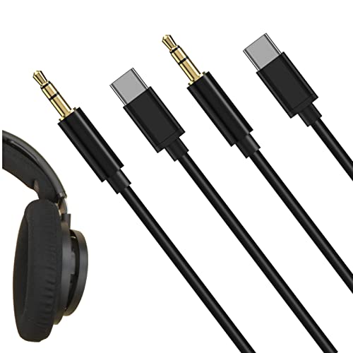 Аудио кабел Linkidea 2 комплекта Аудиокабеля Type-C за слушалки Philips X2HR, X2/27, SHP9500S, SHP9500, SHP6000/10, SHP6000, SHB9100RD/28, разменени Aux кабел от USB-C 3.5 мм TRS (3,3 фута / 100 см)