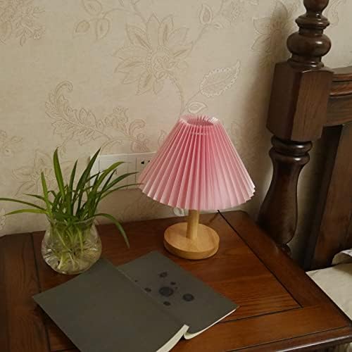 Малка Настолна лампа VIZTY, Дървени Настолни лампи с Зонтичным Абажуром, Класическа Настолна лампа за хол, Спалня,
