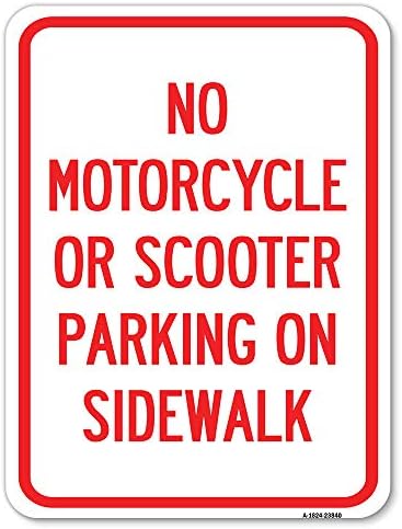 Забранени паркинг за мотоциклети или скутери на тротоара | Знак за паркиране от толстостенного алуминий с размери