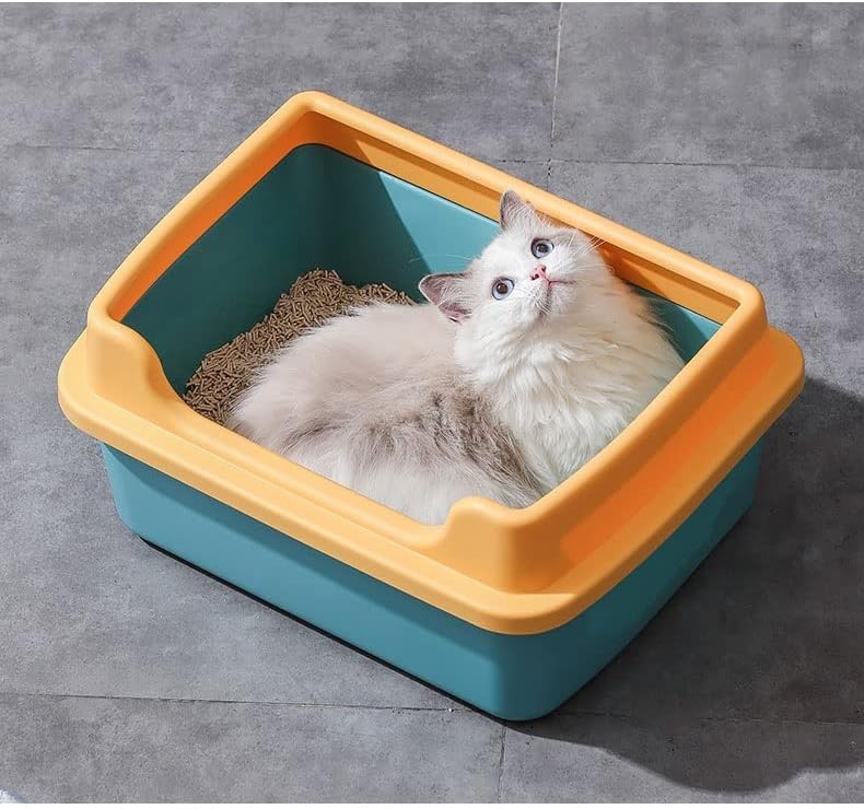 WYFDP котешката тоалетна за Котки Полузакрытый Повишен Тава За Котки Голяма Пясък Със Защита От пясък Висока Ограда Приучение