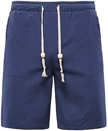 Мъжки спортни къси панталони Летни Обикновена Плажни къси панталони от Памук и Лен, спортни къси Панталони с джобове