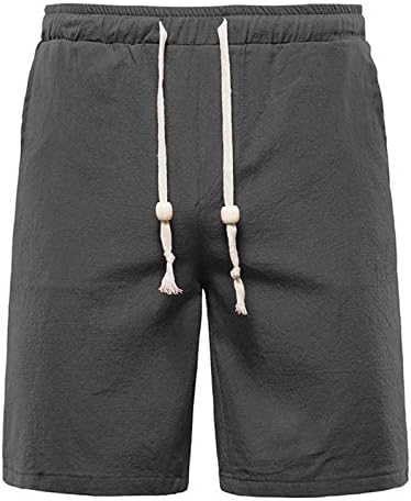 Мъжки спортни къси панталони Летни Обикновена Плажни къси панталони от Памук и Лен, спортни къси Панталони с джобове