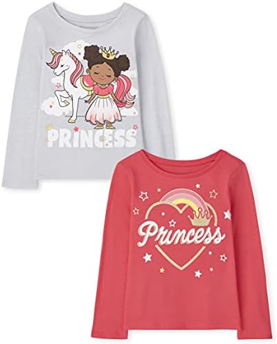 The Children ' s Place / Тениска с дълъг ръкав и модел за малки момичета и деца, 2 опаковки