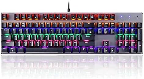 Ръчна Детска клавиатура MXJCC, led детска осветление Rainbow, 104 бутони, Ключове черен на цвят, с бърза реакция, Управление на медия за КОМПЮТРИ и настолни компютри с подвиж?