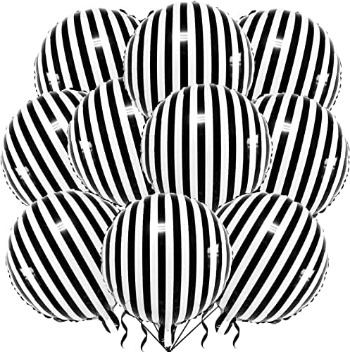 12 Опаковки 18-Инчови Шарени Балони от Гелиевой Фолио и Mylar, Черно-Бели, Шарени Балони за Черно-Бели, Тематични