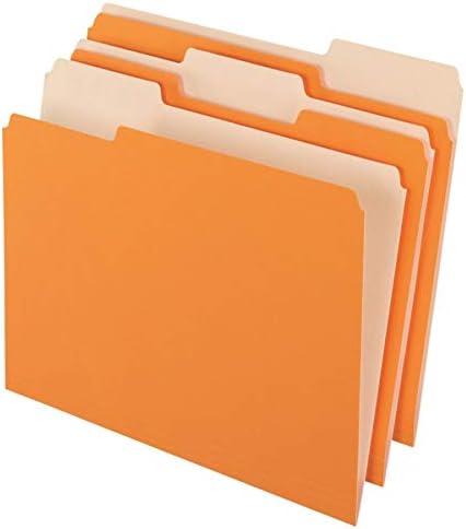 Два цвята папка за файлове на Office Depot, с намаляване на 1/3 от разделите с размерите на буква, оранжево, в кутия 100 броя, OD152 1/3 ORA