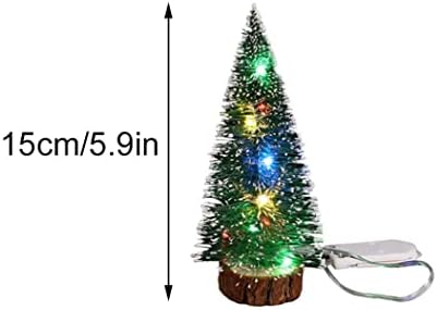 Коледна Мини коледно Дърво, Коледна Мини-Ела, Миниатюрна Елха със Светлина, Изкуствена Коледна Настолна Елха 15 см,