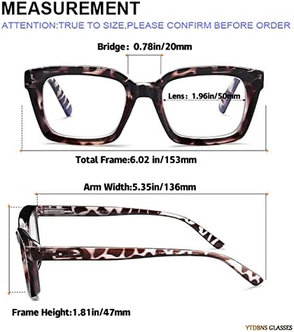 YTDBNS 2 Чифта Големи Очила за четене в ретро стил за жени, в стил за Опра, Големи Сини Светозащитные Ридеры, Квадратни