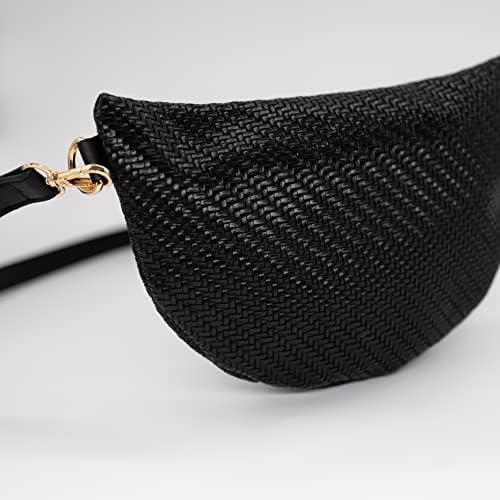 Найлон Поясная чанта Phlox Collective, Модни Поясная bag, Регулируем поясная чанта, за жени, Мъже и деца (Черна Ракита