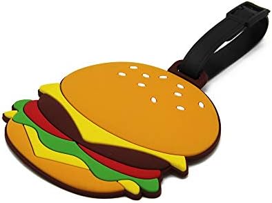 CellDesigns Мультяшная/Аниме Багажная етикет, Идентификация етикет за Куфар с Регулируема каишка (Хамбургер)