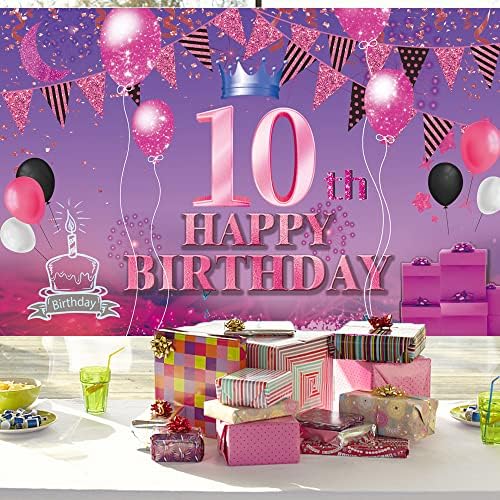 С 10-ия Рожден Ден на Фона на Банер Розово Лилаво 10-ти Знак Плакат на 10-Ия Ден от Раждането, за да проверите за Юбилейна