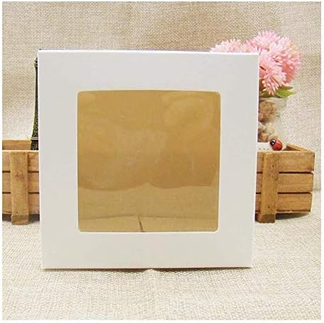 Подаръчни кутии AOSUAI 10 * 10 * 10cm White/Black/Kraft Window Box Опаковки, с прозорец от PVC за Бонбони/Торта/Сапуни/Бисквити/кексчета