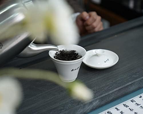 Китайска Бяла Порцеланова Чаена Чаша Джън Shan Tang с Капак за заваряване и Блюдцем, Чай Комплект за Мързелив