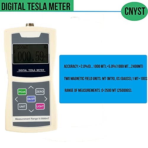 Tesla Meter Гаус Meter Цифров Гауссметр с Обхват на измерване от 0 до 2500 mT 25000Gs
